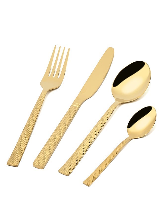 Ollieroo 24 Pieces Durable and Stylish Cutlery Set  for Comfort and Stylish Table Settings Gold - Image 4